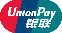 UnionPay logo with stylized red, blue, and teal background stripes and white text displaying 'UnionPay' in English and '银联' in Chinese characters. Filippos Fragkogiannis