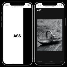 Two iPhones displaying a website titled