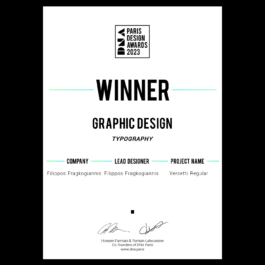 A digital certificate from the DNA Paris Design Awards 2023 features a bold 