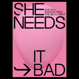 A bold, typographic poster with a pink background and a large, semi-transparent pink balloon in the center. The black text reads: 
