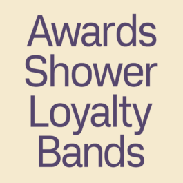 The words Awards, Shower, Loyalty, Bands written with Vercetti font in use. Filippos Fragkogiannis