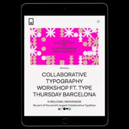 A digital screenshot of a webpage displaying a workshop organized by W Type Foundry titled 