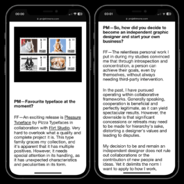 Two smartphones displaying an online interview with Filippos Fragkogiannis on the 