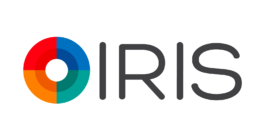 IRIS logo, the digital payment service by DIAS S.A. Greece. The logo features a circular icon divided into four colored segments (red, blue, teal, and orange) symbolizing an iris, next to the word 'IRIS' in a modern gray font. Filippos Fragkogiannis
