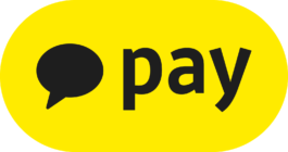 The logo of KakaoPay, a South Korean digital payment platform. The logo features a black speech bubble icon on the left, followed by the word 