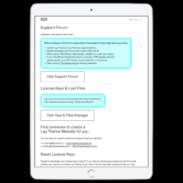 This image shows an iPad displaying a support forum page for 