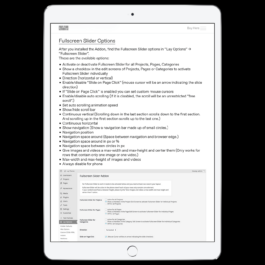 The image shows an iPad screen displaying a webpage about