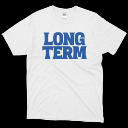A white Gildan t-shirt featuring the phrase 
