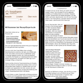 The image shows two smartphone screens displaying a German-language website called 