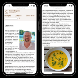 The image displays two smartphone screens showing the 