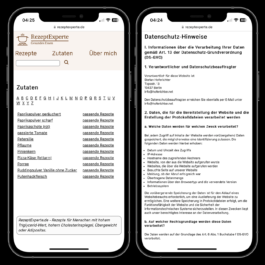 The image displays two smartphone screens showing a website called 
