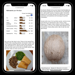 The image shows two smartphone screens displaying content from the 