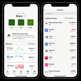 Two smartphone screens display the Neteller mobile app interface. The left screen shows the 