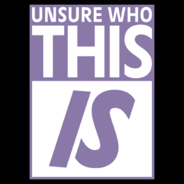 A minimalist poster with bold typography in white and lavender colors. The top section has the text 